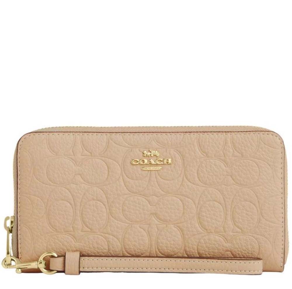 Coach Signature Embossed Leather Zip-Around Wristlet Wallet – NWOT